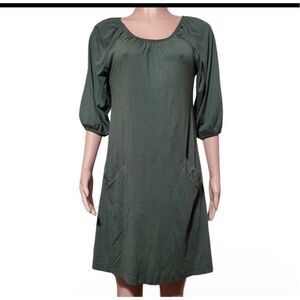 Bobi women loose fit midi green dress M